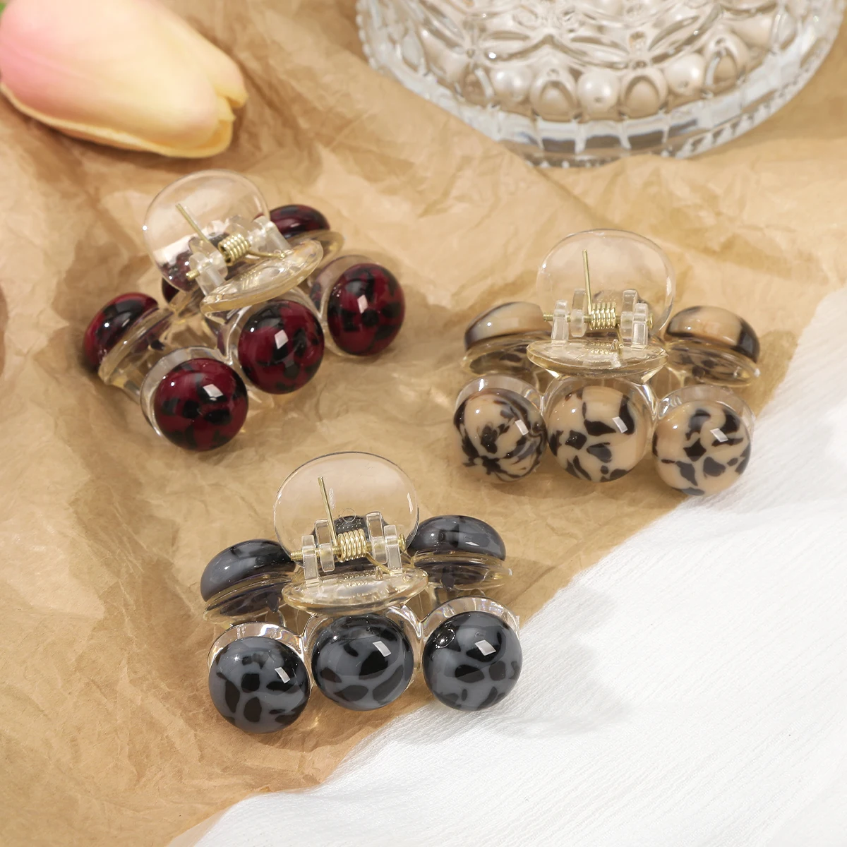 AWAYTR Fashion Agate Beadse Hair Claws Clip Alloy Shark Claw Hair Clips Hairpin Barrettes For Ponytail Women Hair Accessories