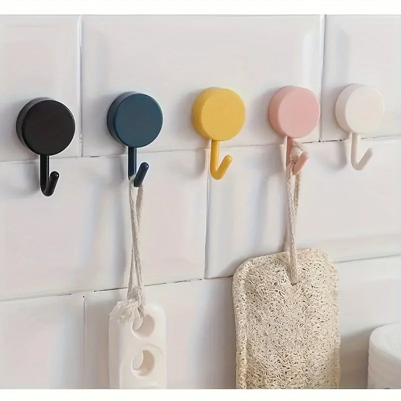 10Pcs Morandi Color Strong Adhesive Wall Hooks, No Drill Damage-Free Small Hanging Hooks for Bathroom Kitchen Home Organization - Detail 1