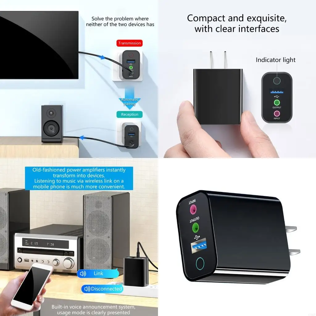 C90F Bluetooth-compatible 5.0 Transmitters Receiver Combo For Speakers TVs Long Ranges Wireless Sound Streaming