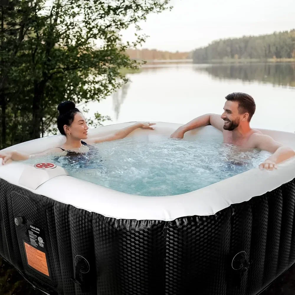 2-3 Person Inflatable Square Hot Tub Air Jet Spa Portable Outdoor Heated Hot Tub Spa 120 Bubble Jets,inflatable Pool