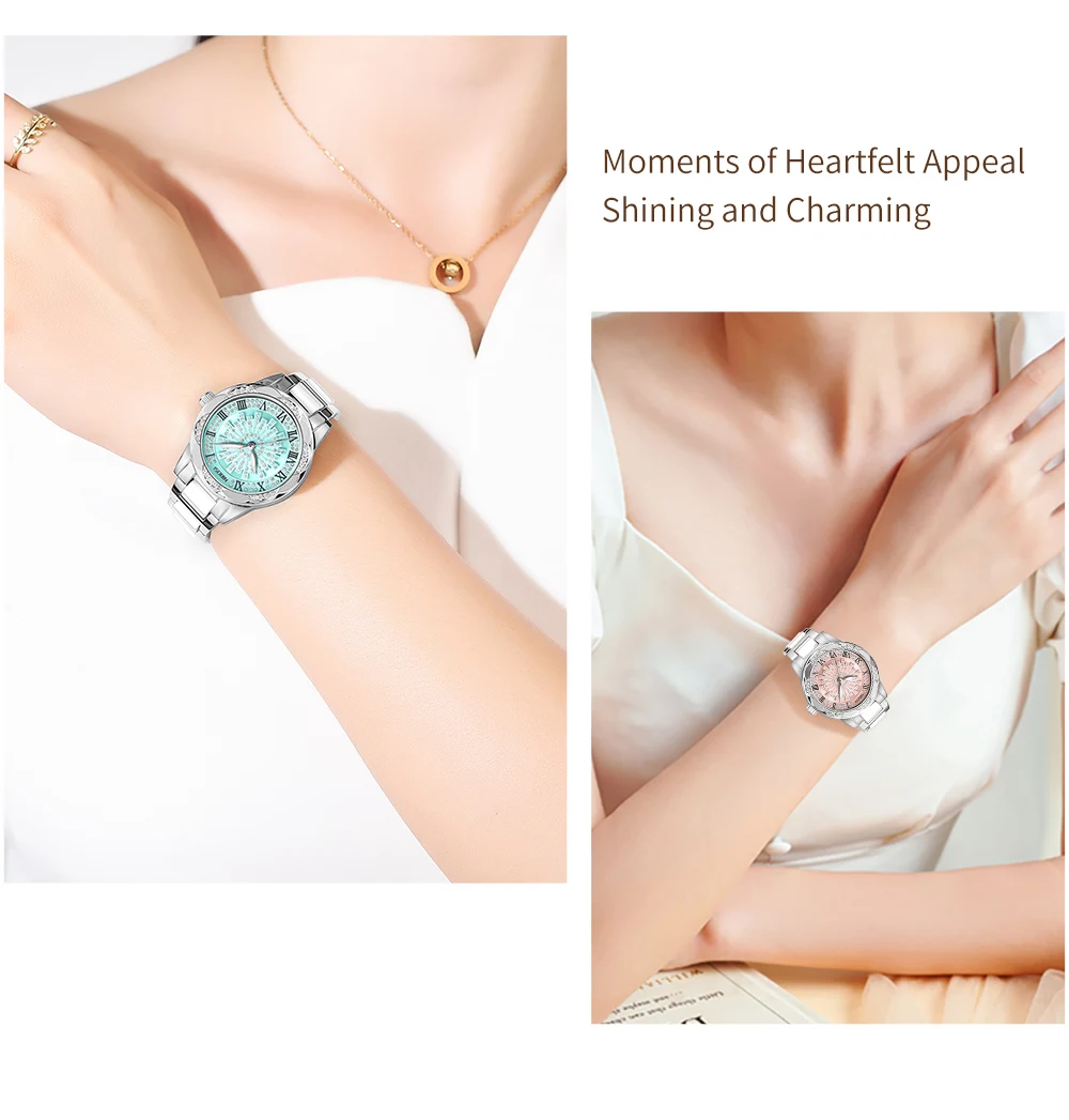 NIBOSI 2025 ساعة نسائية عصرية فاخرة من الفولاذ المقاوم للصدأ سوار ساعة يد بسيط ماسي مقاوم للماء ساعات مضيئة للسيدات #5