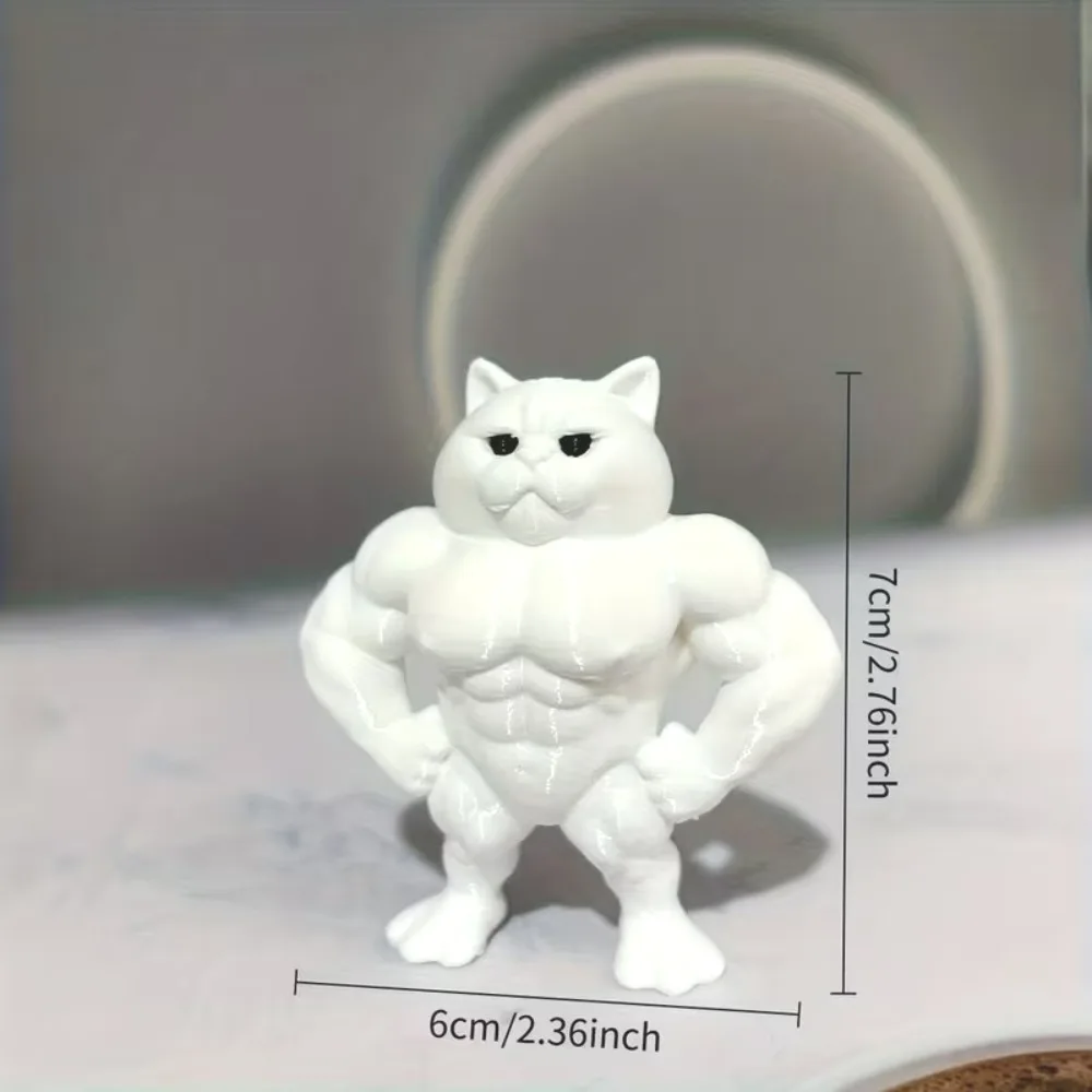 تماثيل تزيين عضلات القطط الممتعة بطباعة ثلاثية الأبعاد - زينة قطط العضلات اللطيفة والمرح لمحبي القطط وعشاق اللياقة البدنية