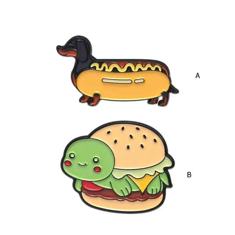 

A52E Elegant and Sturdy Zinc Alloy Brooch Featuring Hamburger And Designs Fashion Accessory for Everyday Use
