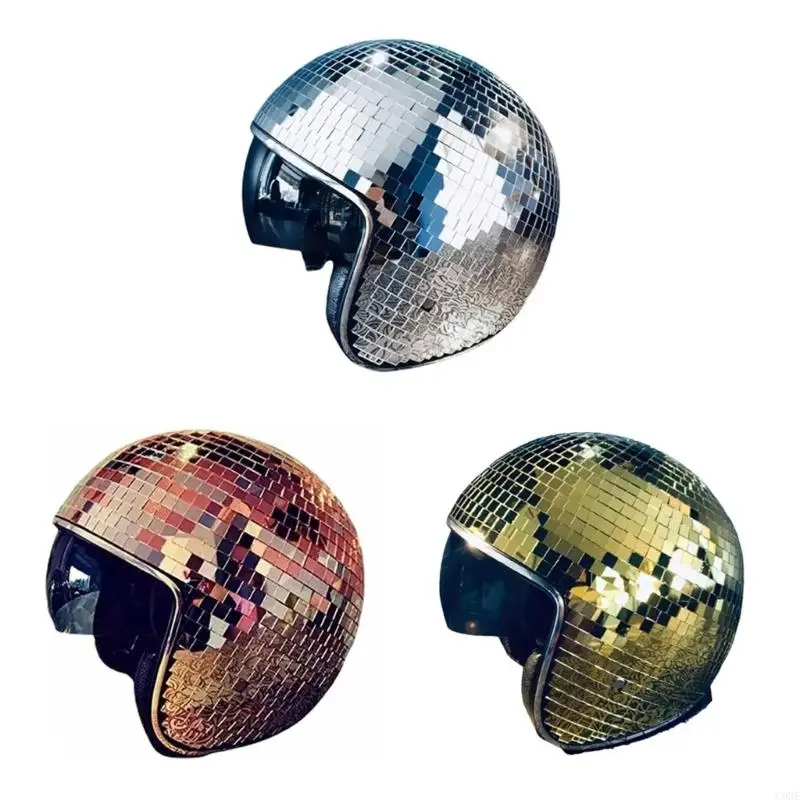 C9GE Mirror Crystal Ball Club Helmet Hat for Actor Actress