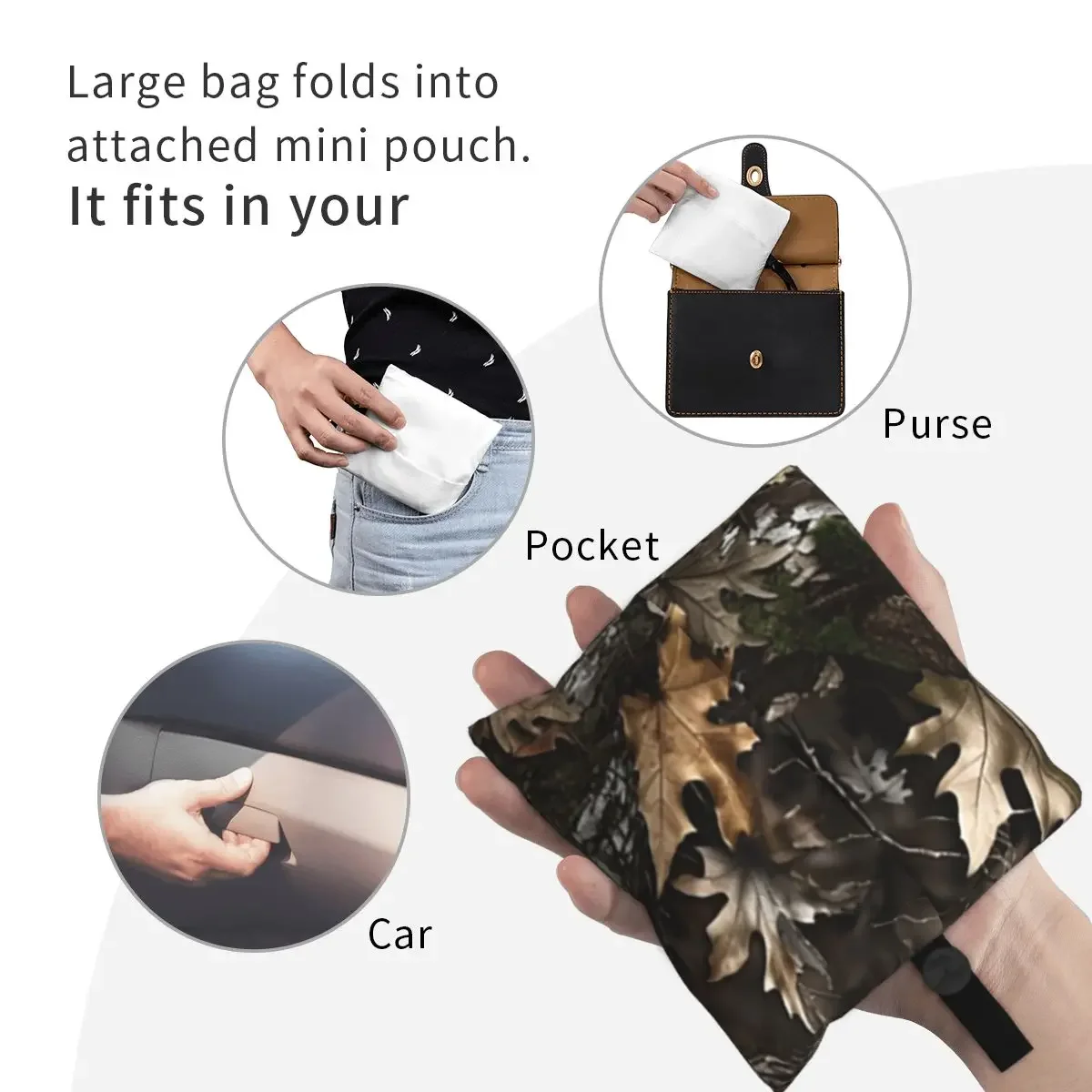 Real Tree Portable Tote Shopping Bags Large Capacity Shopper Bag Grocery Handbag Shoulder Bag