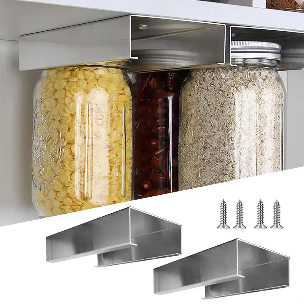 1 Set Under Cabinet Canning Rack for 4/8/12/16/24/32/64OZ Food Glass Jar Storage Hanging Rack Kitchen Accessories