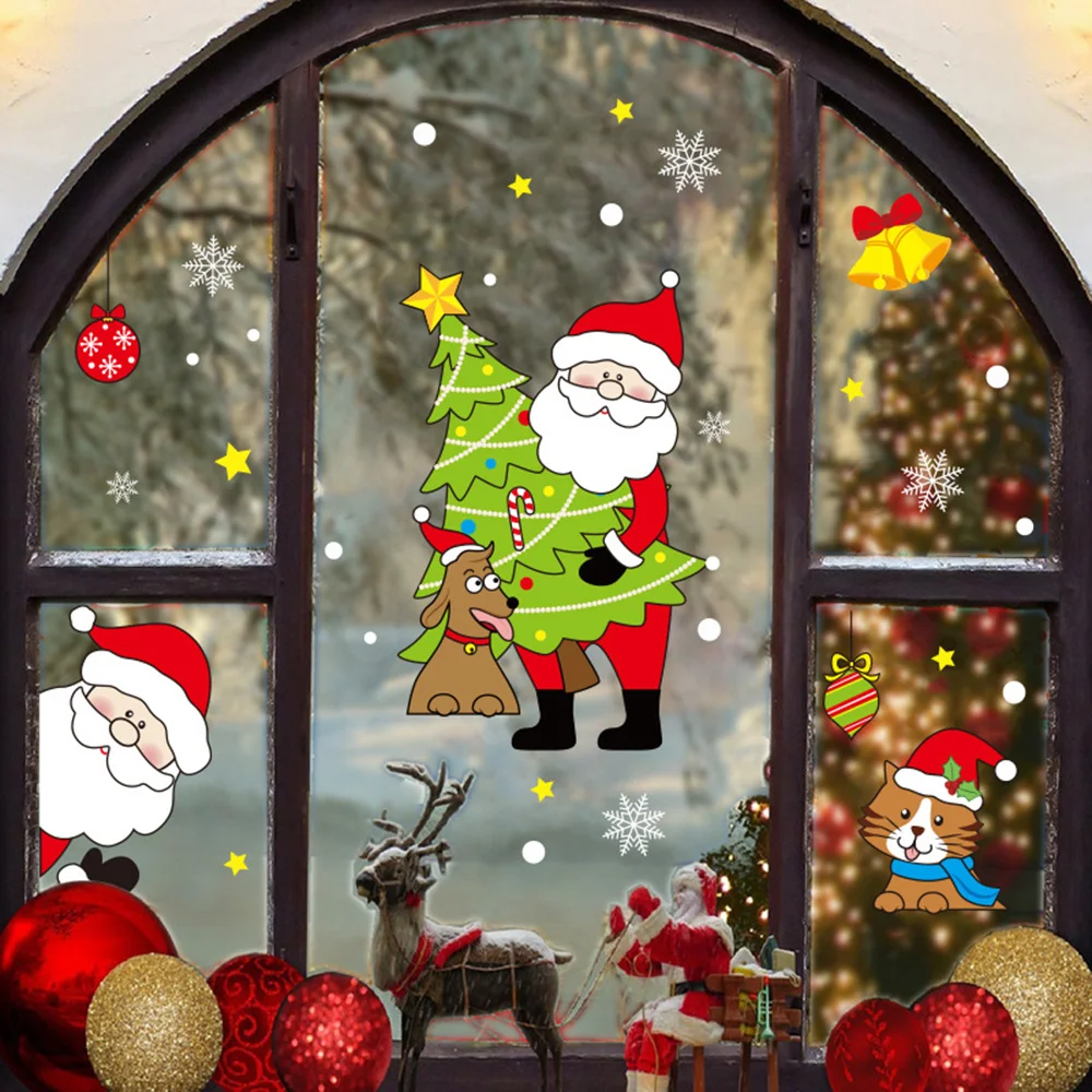 Christmas Window Clings Decals Long Lasting Glass Decals for Window Glass Door Tile Wall Mirror