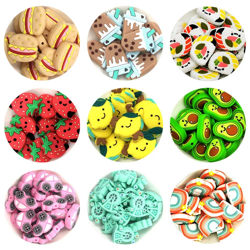 

10pcs/Lot Baby Teether Food Grade Silicone Koala Teether Bulk Flamingo Baby Teething Toys Pacifier Chain Accessories