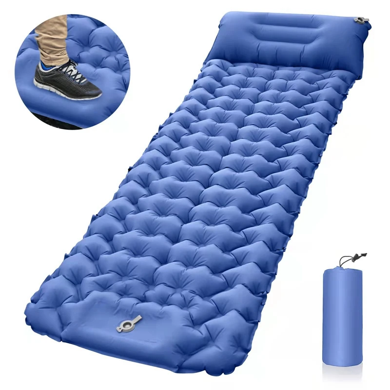 Buit-in Foot Pump TPU Outdoor Fast Inflatable Mattress Ultralight Portable Camping Damp Proof Sleeping Pad Lunch Break Cushion