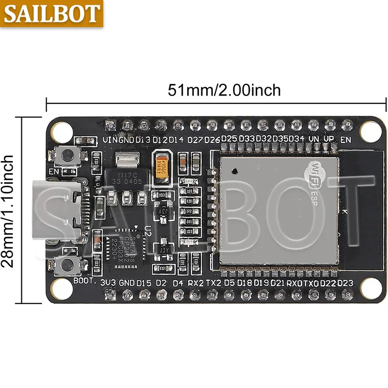 1/5/10 قطعة ESP32 WROOM-32 ESP32-S مجلس التنمية واي فاي + بلوتوث متوافق TYPE-C/مايكرو ESP32 30Pin ESP32 Nodemcu CP2102