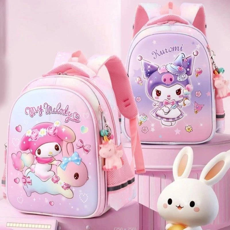 Lovely Kuromi Melody New Kindergarten School Bag Cartoon Backpack Fashion Boy Girl Baby Kids zaino borsa da viaggio miglior regalo