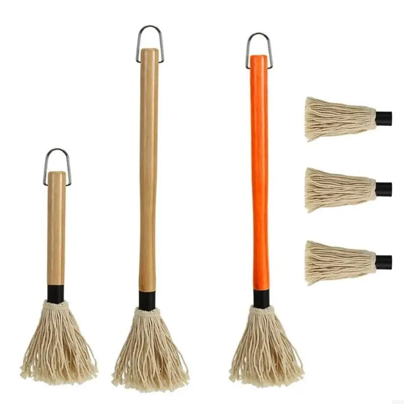 D0AB BBQ MOP Brush Set Brunch مع مقبض خشبي مناسب للخبز والشواية