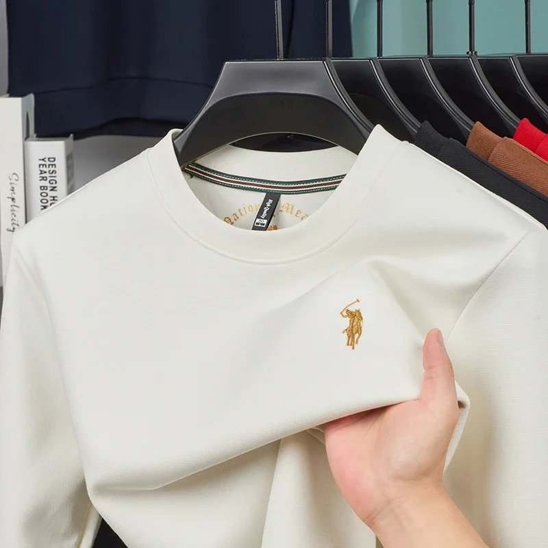 

2025 New Round Neck Sweatshirt Men's Long Sleeved T-shirt Spring and Autumn Top T-shirt Loose Fit