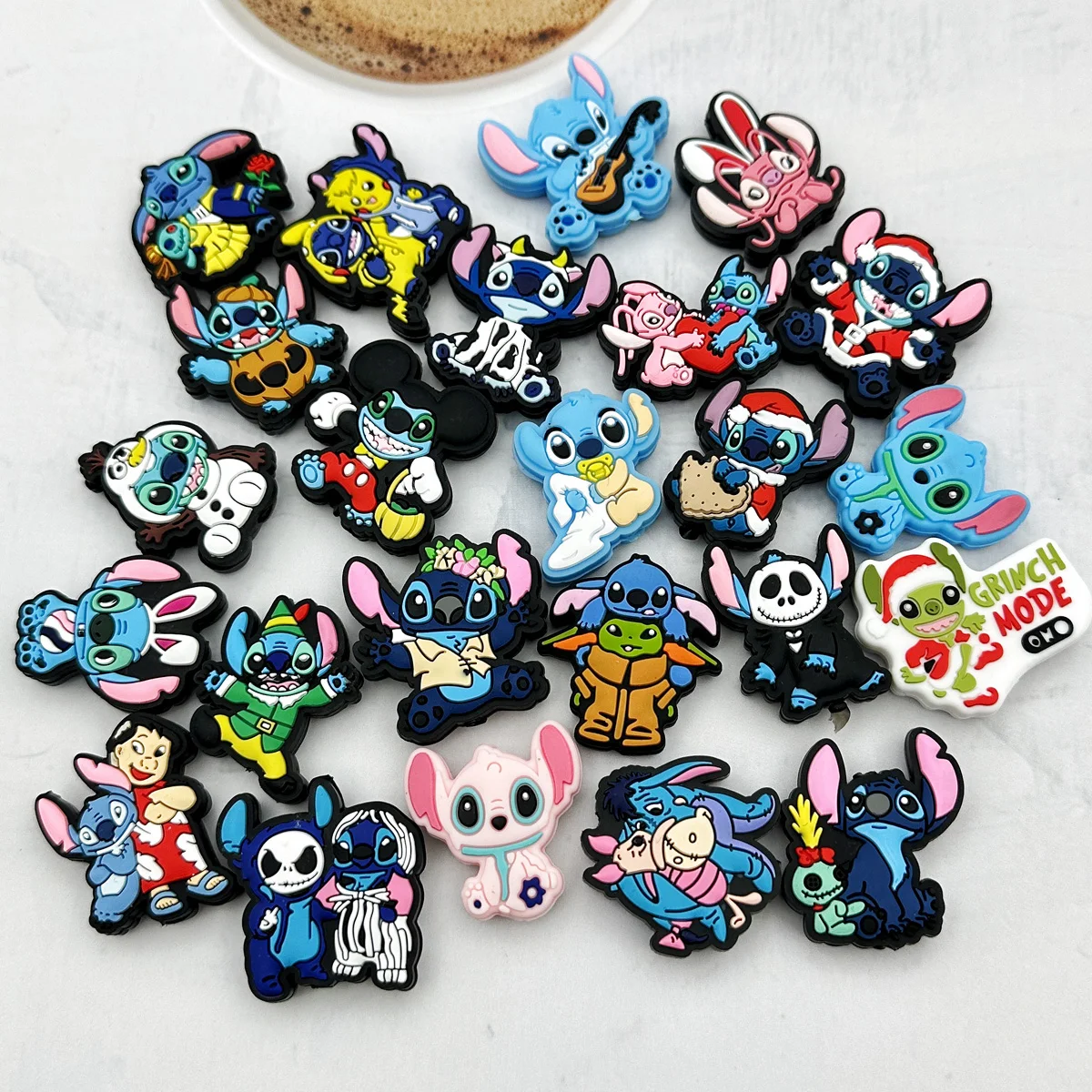 10PCS Silikon Perlen Cartoon Stich Fokus Perlen Beißring Perlen Baby Spielzeug DIY Nippel Kette Schmuck Zubehör Großhandel Kawai Geschenk