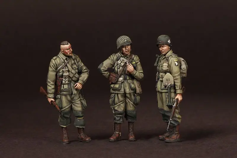 1:35 Scale Die-casting Resin Figure Model Assembly Kit US Airborne 3-person Model Unpainted and Needs To Be Assembled