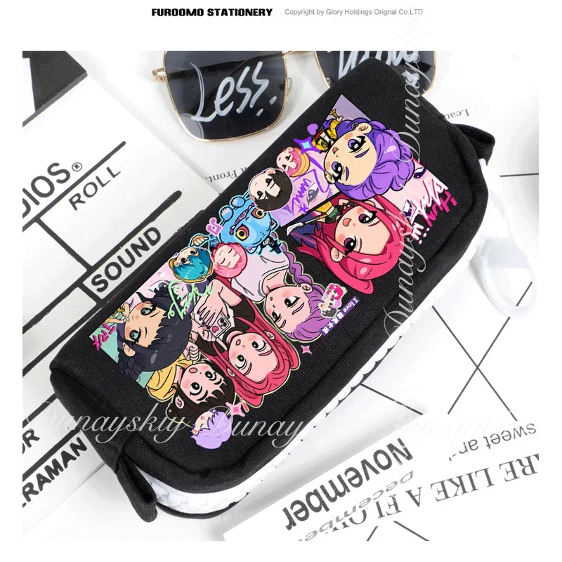 KPop Demon Hunters película Zoey Rumi Mira A estuche para lápices caja de papelería de gran capacidad dos estilos blanco negro disfraz de Cosplay individual