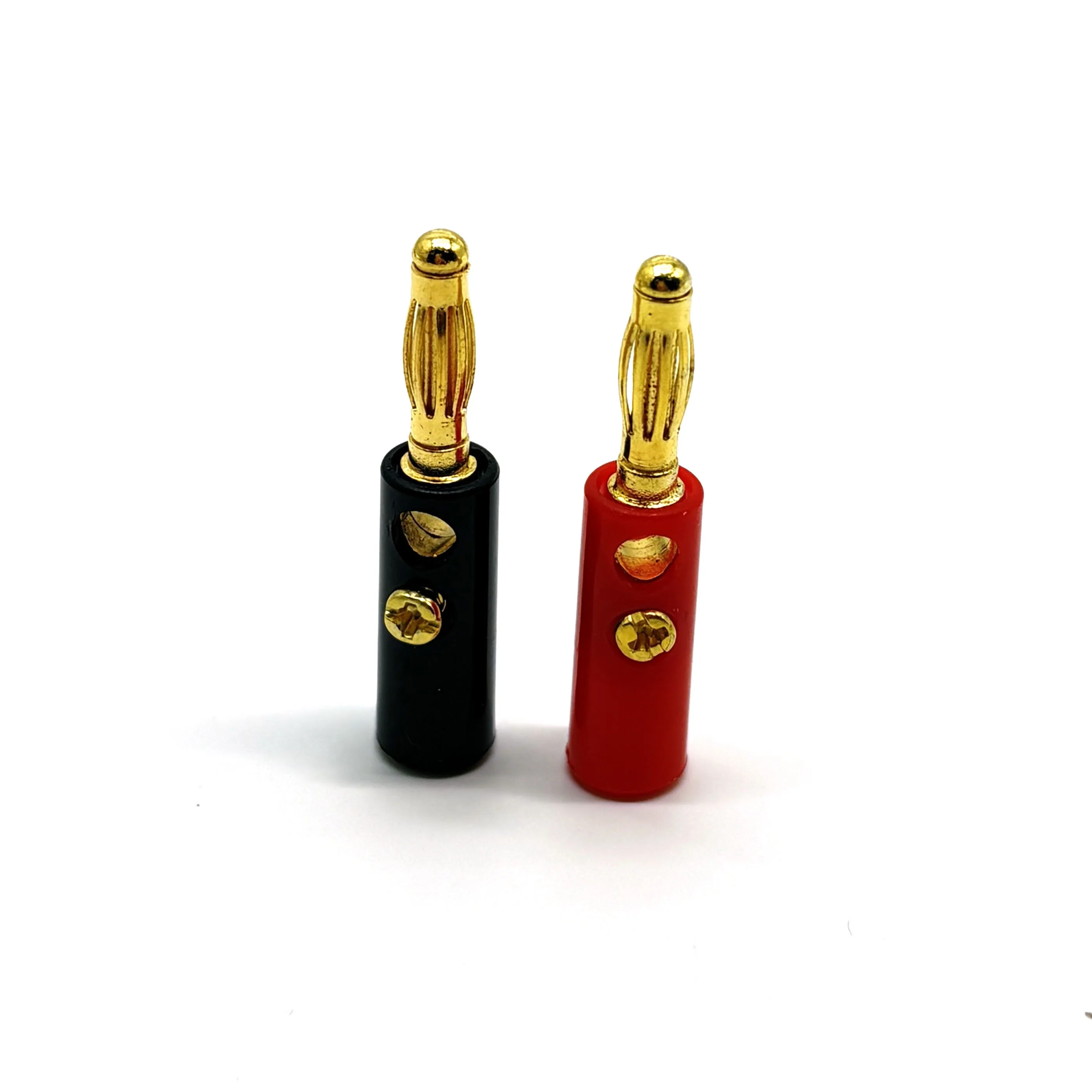 5PCS 4MM Nut Banana Plugs Gold-plated Connector With Screw Lock For Audio Jack Speaker Plugs Black&Red