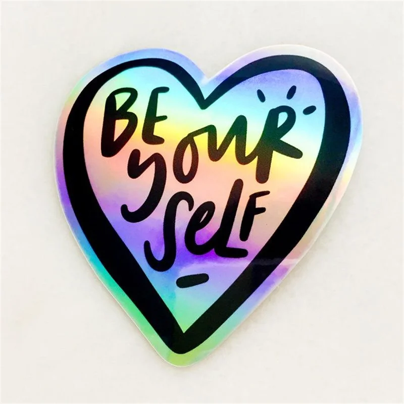 UV Resist Waterproof Rainbow Silver Laser Hologram Sticker  With Waterproof Design Printed Vinyl Stickers