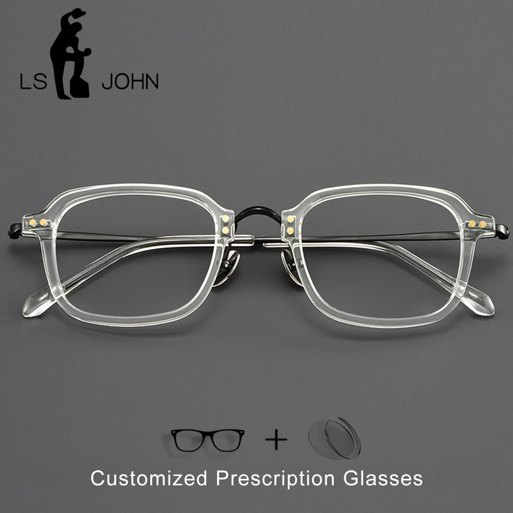 

Pure Titanium Glasses Frame Men Acetate Myopia Reading Prescription Eyewear Women European Brand Customized Optical Eyeglasses
