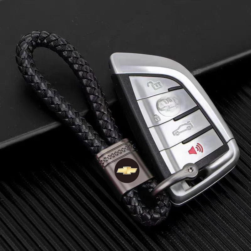 Leather Car Emblem Key Fobs Keyring Key Chain Decoration For Chevrolet Cruz Mai Rui Bao Cobalt Impala Onix SS pioneer Explorer