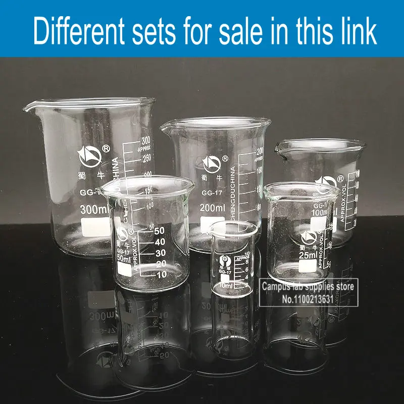 Different Sets Lab Heat-resist Scaled Measuring Cup Borosilicate Glass Chemistry Glass Beakers Measuring