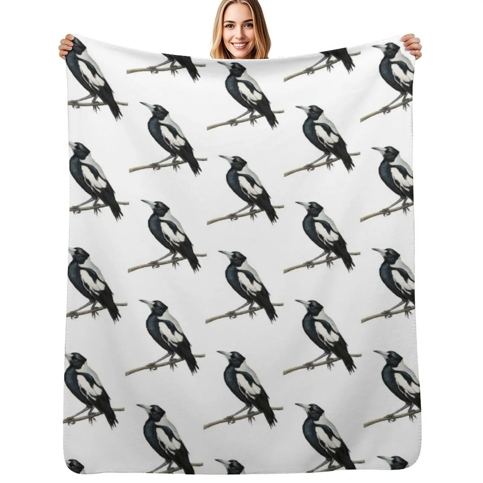 The Australian Magpie, Collingwood's iconic bird - drawing Throw Blanket Kid'S Picnic Hair Extra Large Throw Blankets