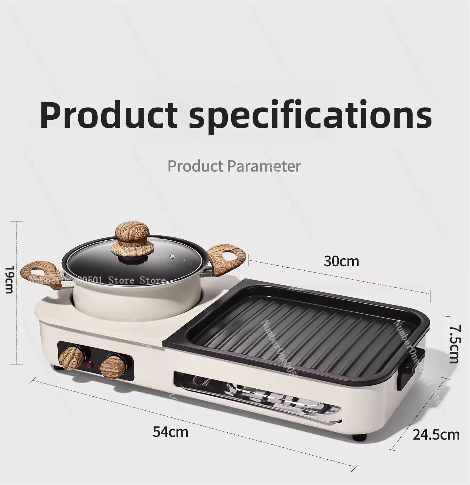 

Home Use 2 in 1 Electric Grill and Hotpot Combo Multi function Grill Plate