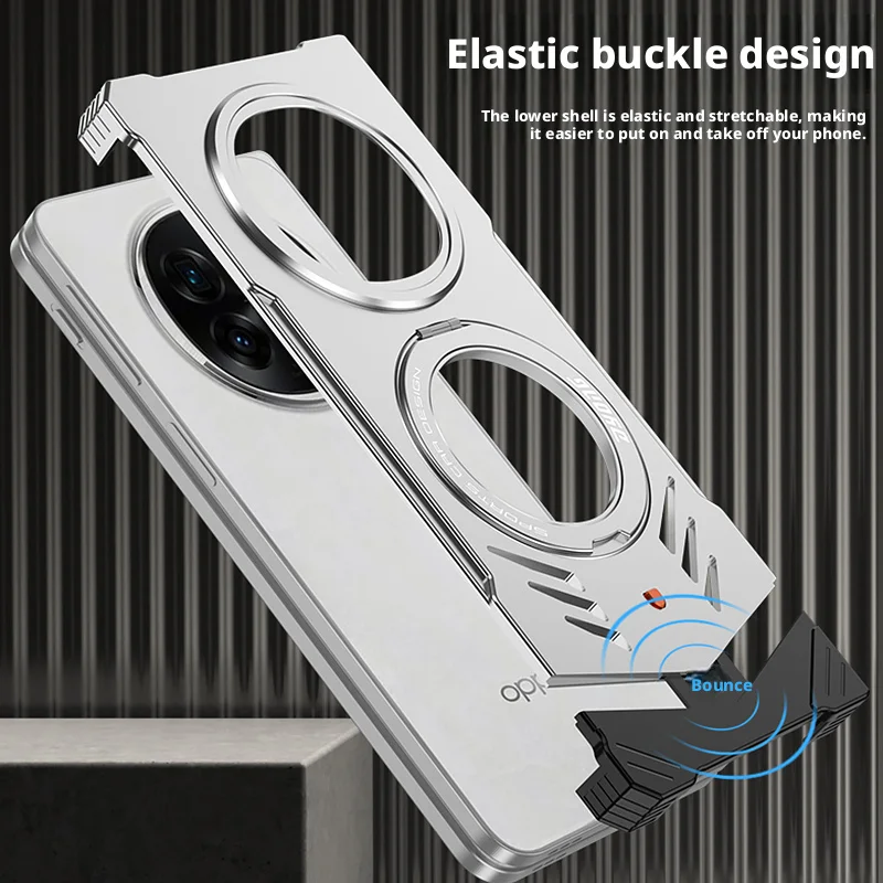 Borderless Aluminum Metal Snap Magnetic Rotating Stand Case For Oppo Find N5 Elastic Buckle Supercar Design Bumper Frame Cover