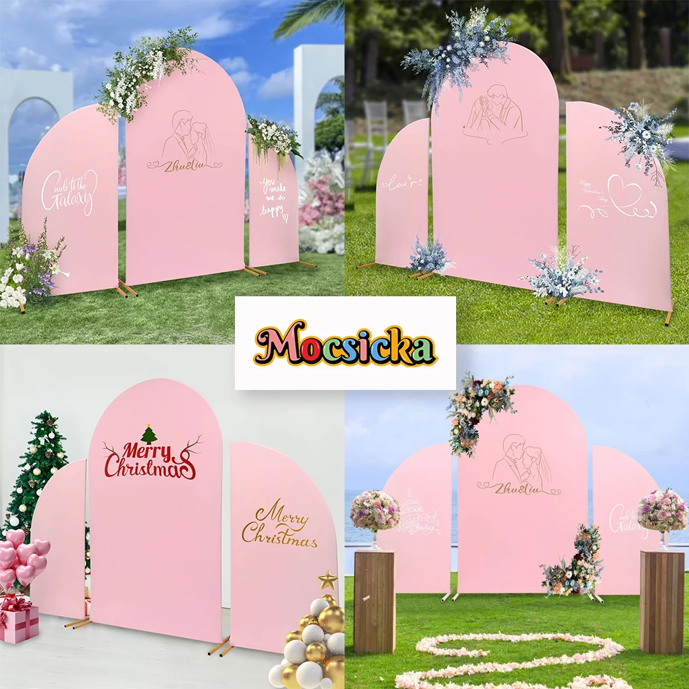 Imagem -05 - Mocsicka-casamento Arch Cover Grupo Monocromático Backdrop Double-sided Spandex Backdrop para Baby Shower Birthday Party Photozone