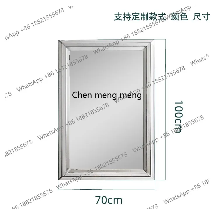 Nordic Light Luxury Hotel Decoration Bathroom Dressing Mirror LED Lighting Minimalist Art Wall-Mounted Square Mirror Customized