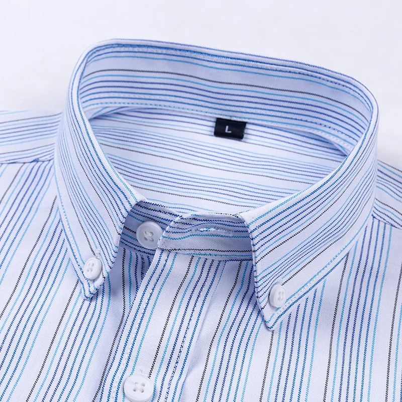 Men\'s Striped Dress Shirt Long Sleeve Cotton Basic Classic Formal Social Business Office Shirt Single Patch Pocket Standard