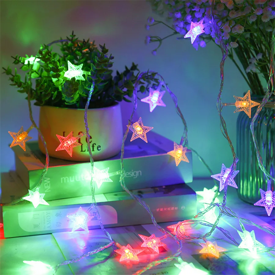 20/40/80LEDs Star Fairy String Lights Battery/USB Powered Christmas Garlands Lights For Home Party Wedding Holiday Decoration