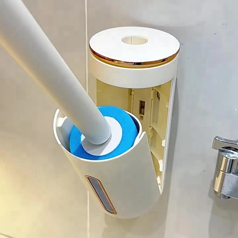 긴 손잡이가 있는 A96K-친환경 변기 브러시, 벽걸이형, 일회용 브러시 헤드, 욕실 WC 클리너 스크러버