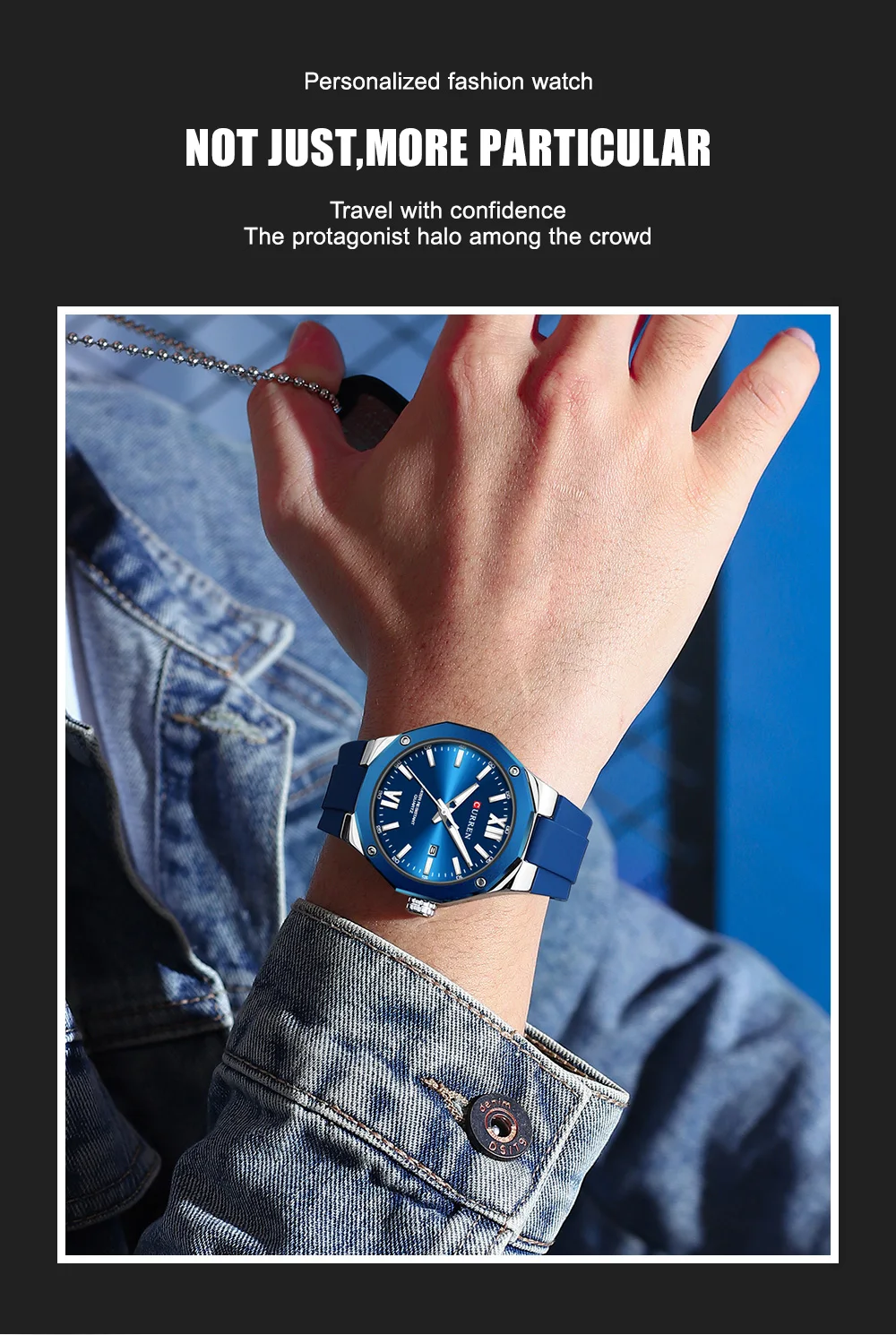 CURREN Einfache Luxus-Herrenuhren Neue Business-Quarz-Armbanduhr mit Silikonarmband Leuchtende Zeiger Wasserdichte Uhr – Detail 9