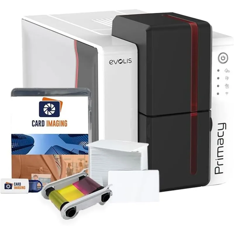 Evolis Primacy 2 Single Sided ID Card Printer & Supplies Bundle Badge Machine (PM2-0001-A)