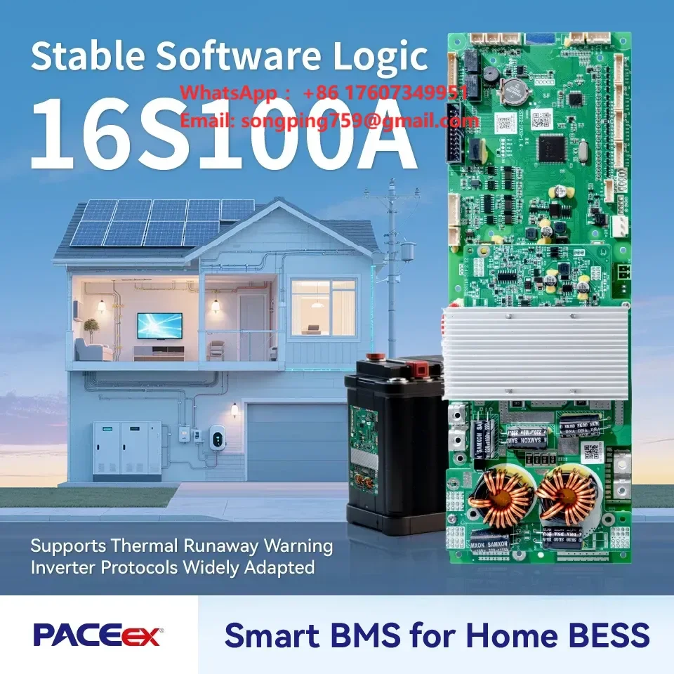 PACEex 16S100A LiFePO4 BMS with Multi-Protection PCB-Reliable Safe Energy Storage Battery Management System for Your Devices