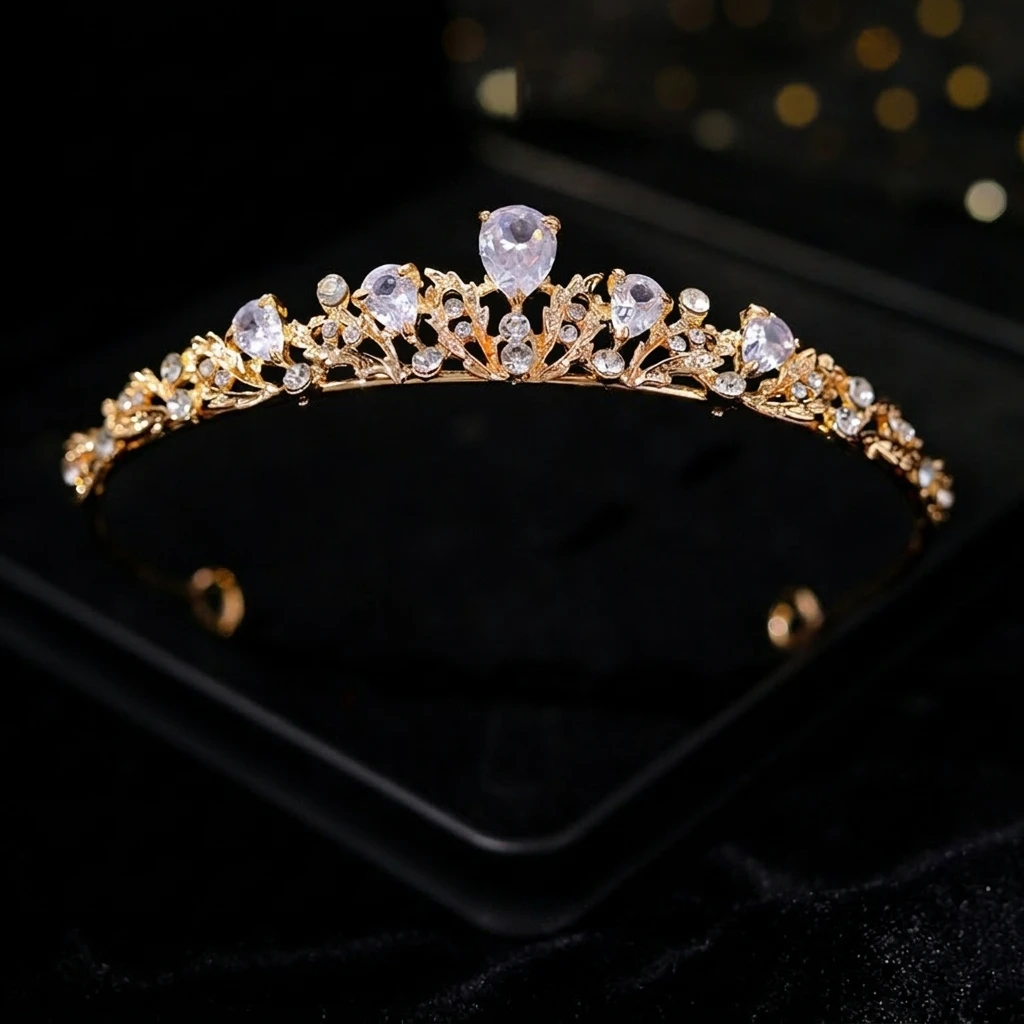 Adjustable Crown Hairband Sparkling for Wedding Party Kids Princess Zircon Tiara Headpiece Birthday Stage Accessory Gift view 4