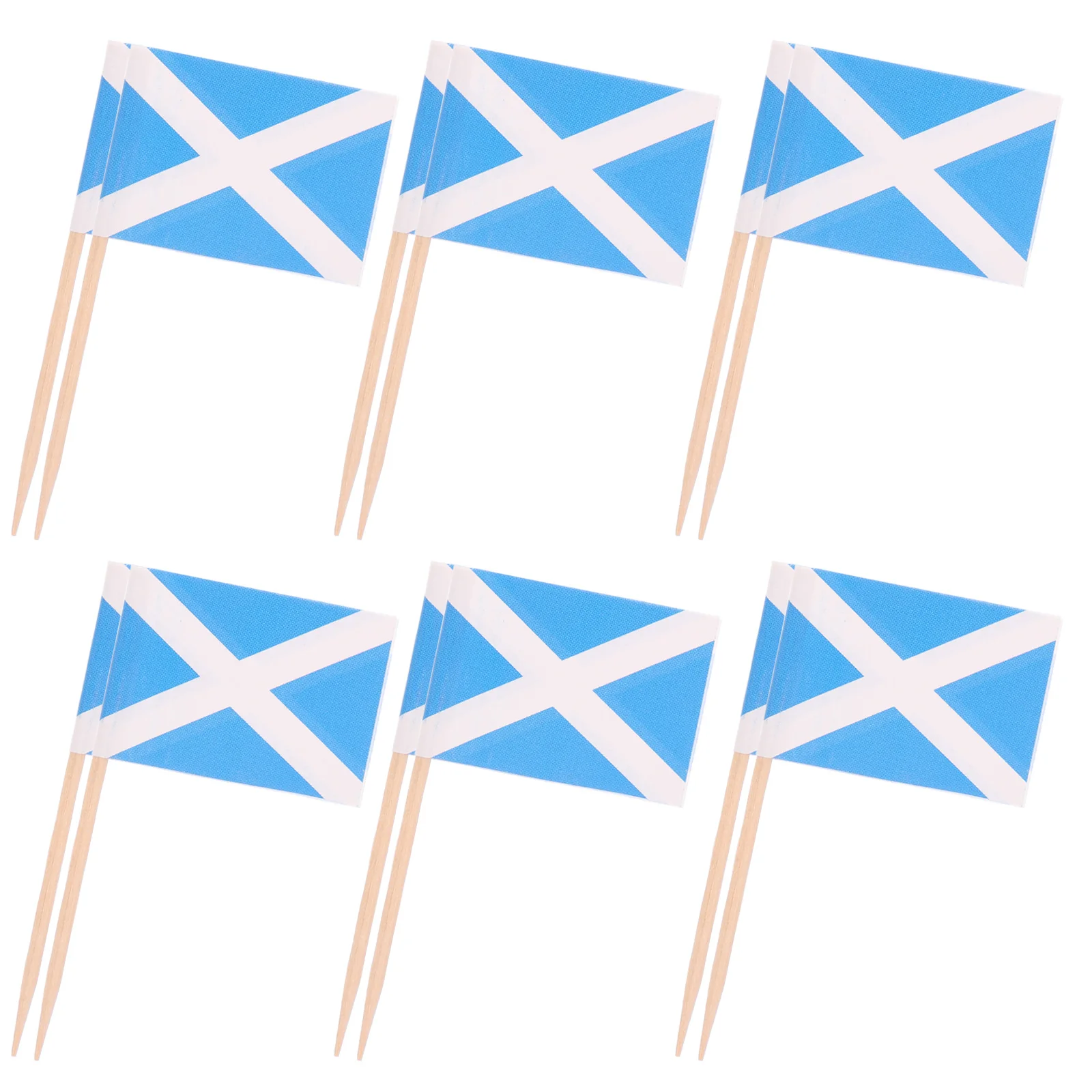 100Pcs Scotland Flag Wooden Toothpicks Cake Cupcake Picks National Flag Toothpick Food Party Decoration Supplies