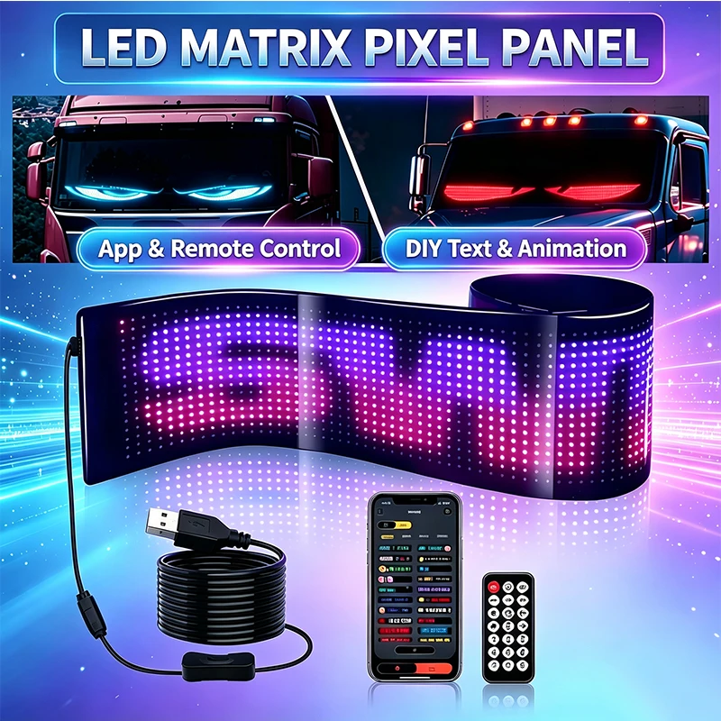 ledマトリックスピクセルパネル、スクロール式明るい広告ledサイン、フレキシブルusb-5v-ledカーサインbluetoothアプリ制御