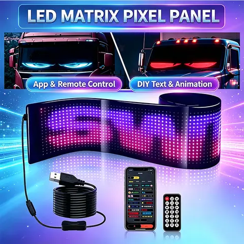 16x192Plus LED Matrix Pixel Panel, Scrolling Bright Advertising LED Signs, Flexible USB 5V LED Car Sign Bluetooth App Control