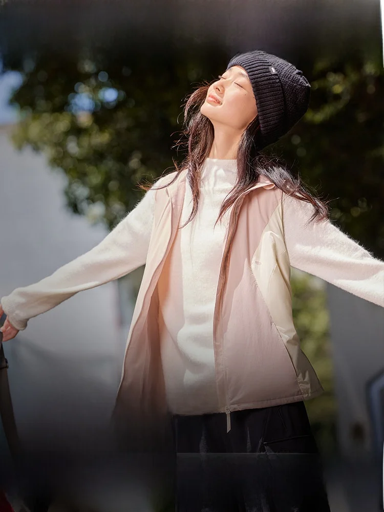 

Женский пуховый жилет Banana Le с воротником-стойкой CL97024, ветрозащитный, легкий, складной, для активного отдыха и горных видов спорта