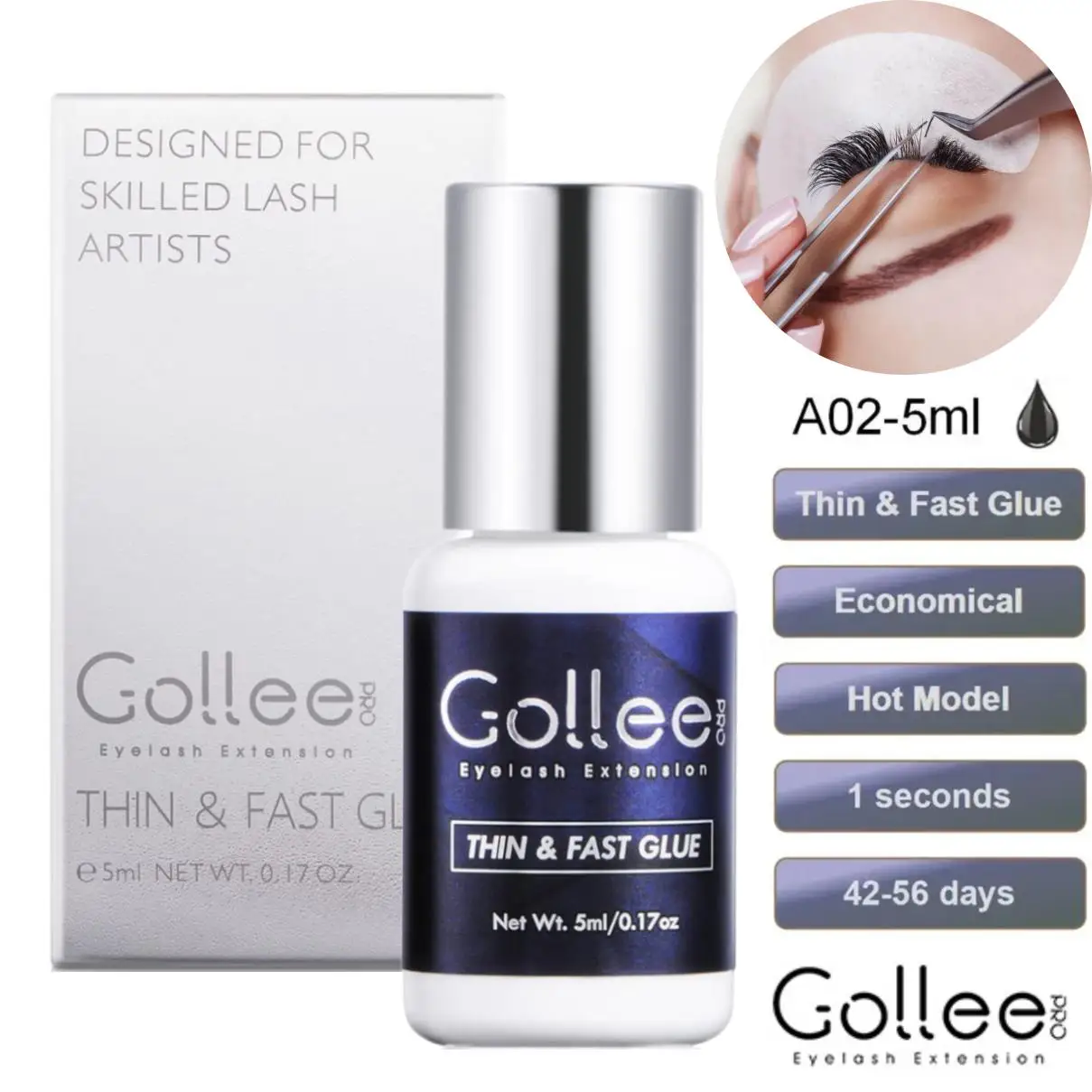 Gollee Eyelash Foam Cleaner 100ml for Clean Cosmetics with Soft Brush Super Bonder Eye Clean Solution Shampoo Makeup deep Clean