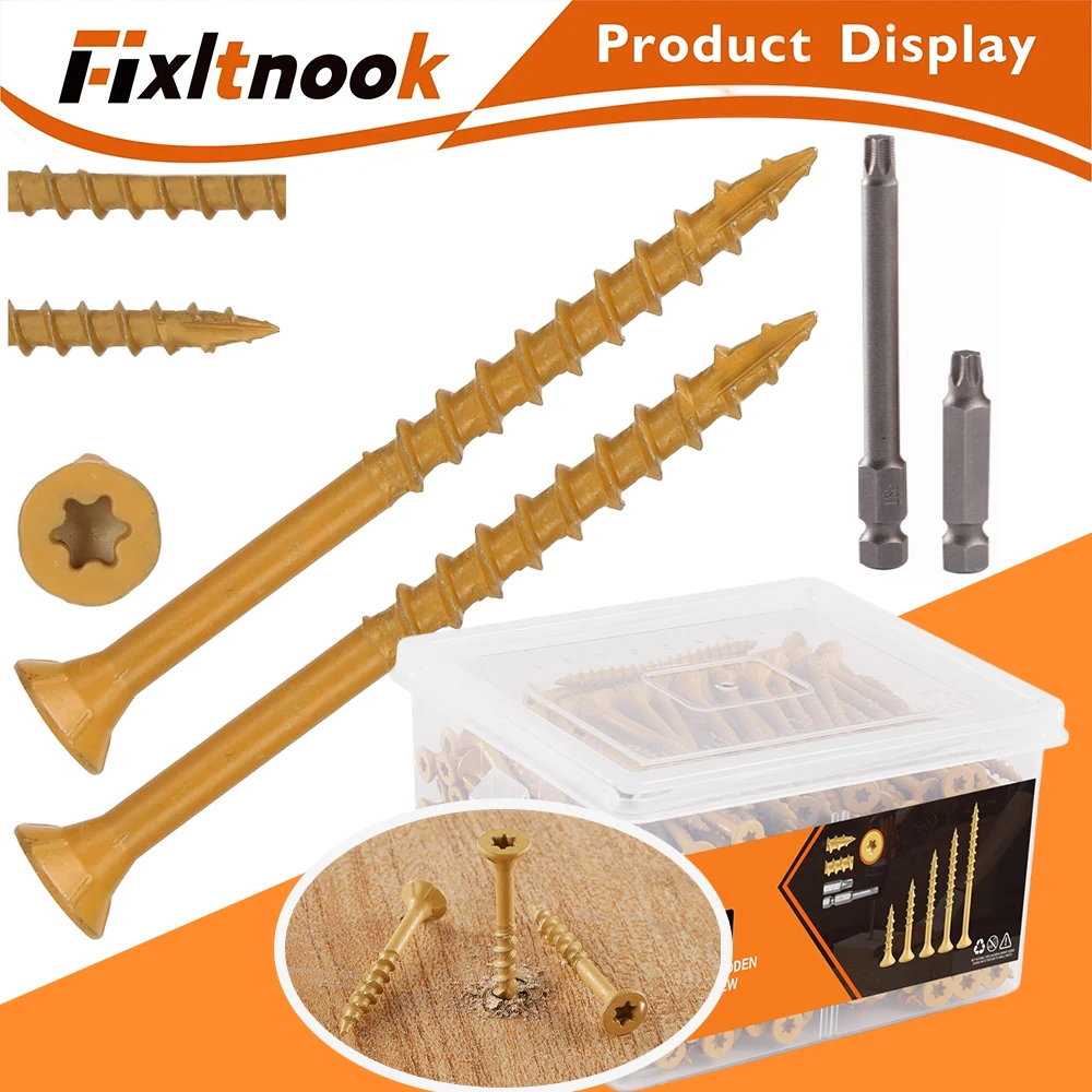 

Deck Screws 4 Inch Wood Screws #10 x 4, 195 Pieces, Rust Resistant, Exterior Epoxy Coated, for Wood Fences and Flooring, Includes 2 Pieces T25 Star Drill Bits