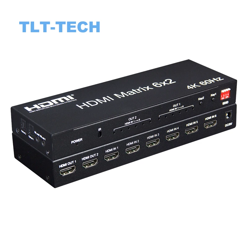 6x2 HDMI Matrix Switch,4X2 HDMI Matrix Video Switcher 3D Ultra HD 4K 60Hz 4 In 2 Out Splitter for PS4 Computer PC TV Monitor