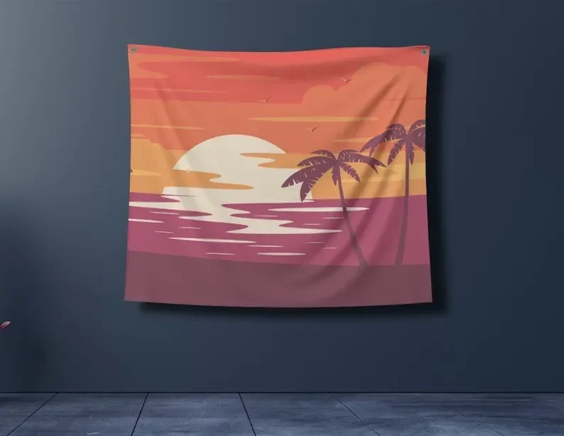 Colorful Sunset Tapestry  Unique Design Print  High Quality Materials Different Size Options