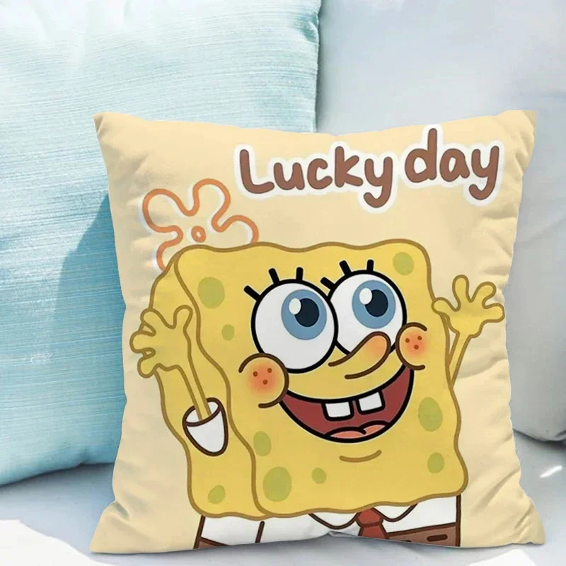 Decorative S-Spongebob Cushion for Pillowcases Sofa Cover  Cushions Covers Twin Size Bedding Home Decoration Pillow Short Plush