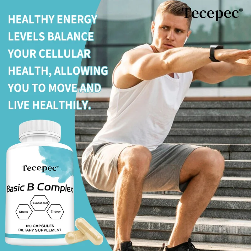 Vitamin B Complex Capsules with B6 B12, Vegetarian Support Daily Energy, Stress Relief, Metabolism, Immune & Nervous System