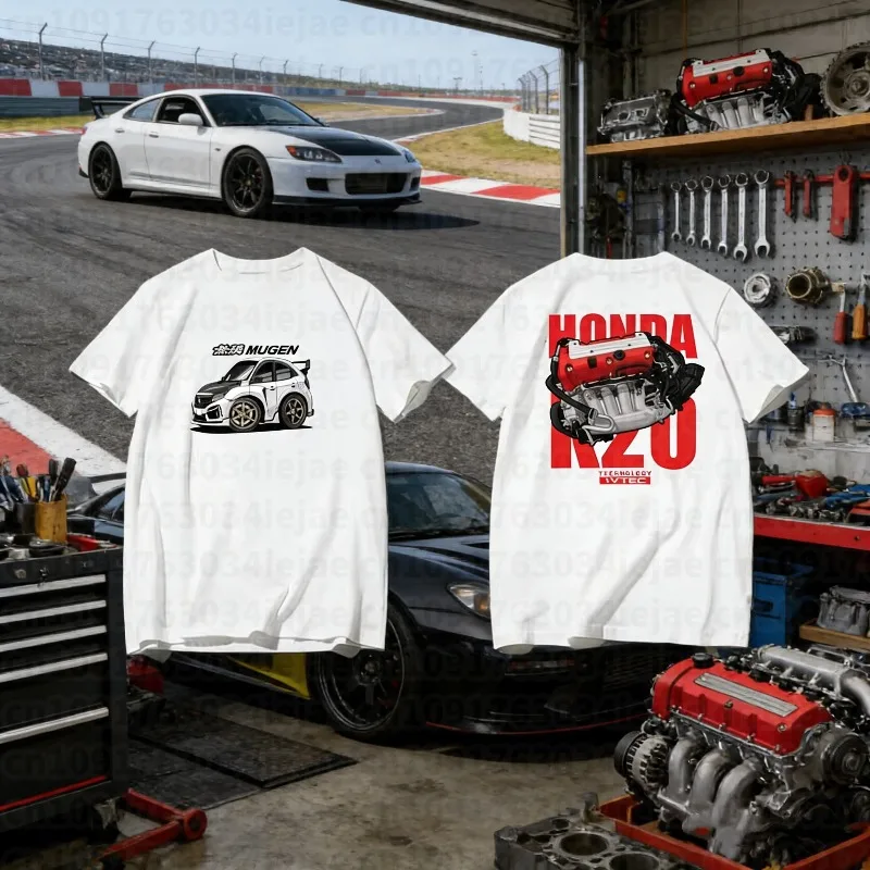 

2025-26 Summer Honda Fashion Moto Honda Graphic Work Clothes 100% Cotton Printed T-shirt Loose Casual Comfortable and Breathable