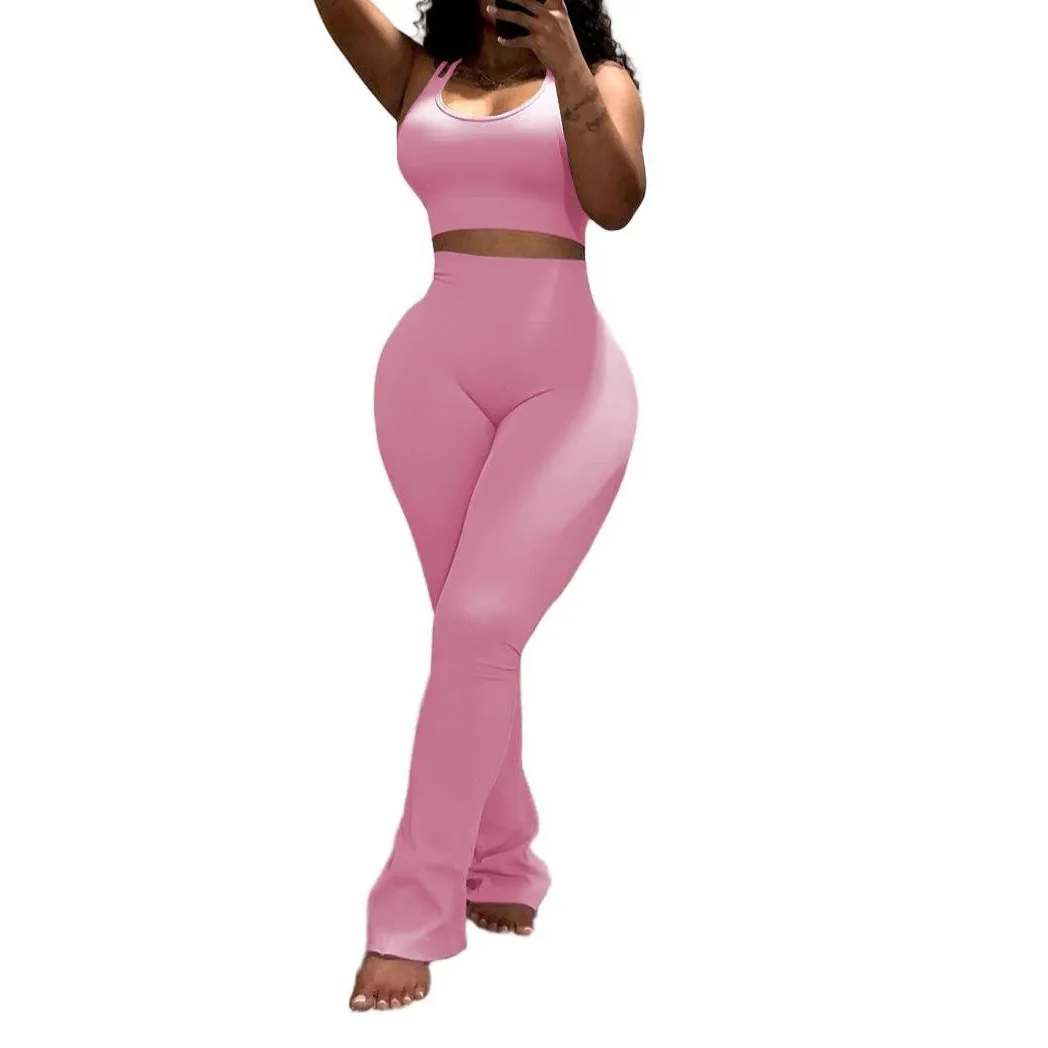 Women's 2 Piece Suit Training Sleeveless Gym Tops Tummy Control Slimming Booty Leggings Y2K Streetwear Suit Sports Matching Sets