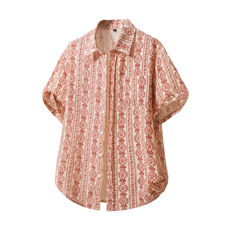 

Men's Summer Retro Bubble Gauze Short Sleeve Shirt Loose Comfortable Casual Workwear